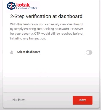 2 step verification - kotak bank नेट बैंकिंग लॉगिन