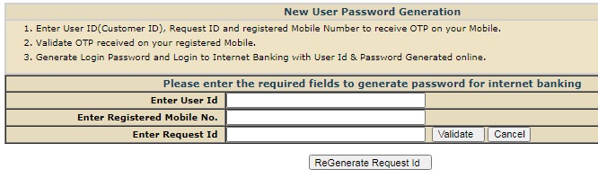 PSB new user Password Generation in hindi