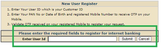 पंजाब एंड सिंध बैंक नेट बैंकिंग यूजर ID रजिस्ट्रेशन