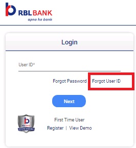 RBL क्रेडिट कार्ड नेट बैंकिंग User ID को कैसे रीसेट करें