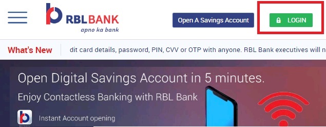 how to first time login RBL credit card net banking in hindi