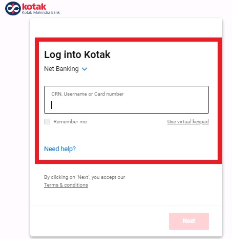 how to first time login kotak bank net banking in hindi