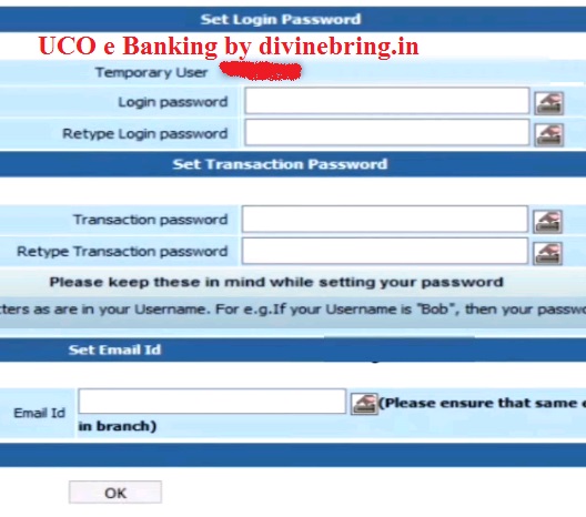 uco bank net banking set login password in hindi