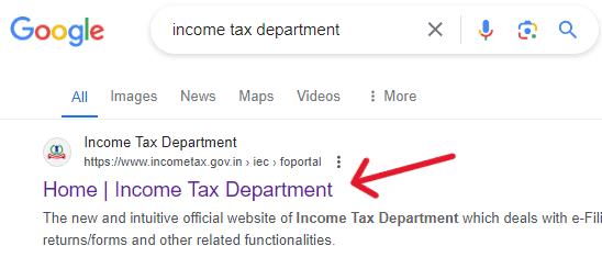 Open Income Tax Department Portal